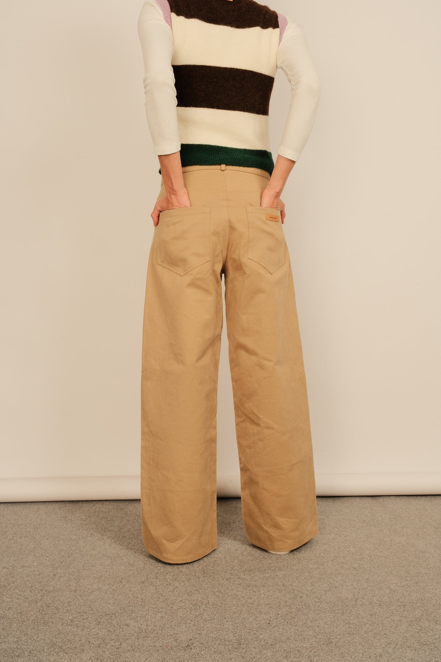 Caterina Denim Beige Trousers