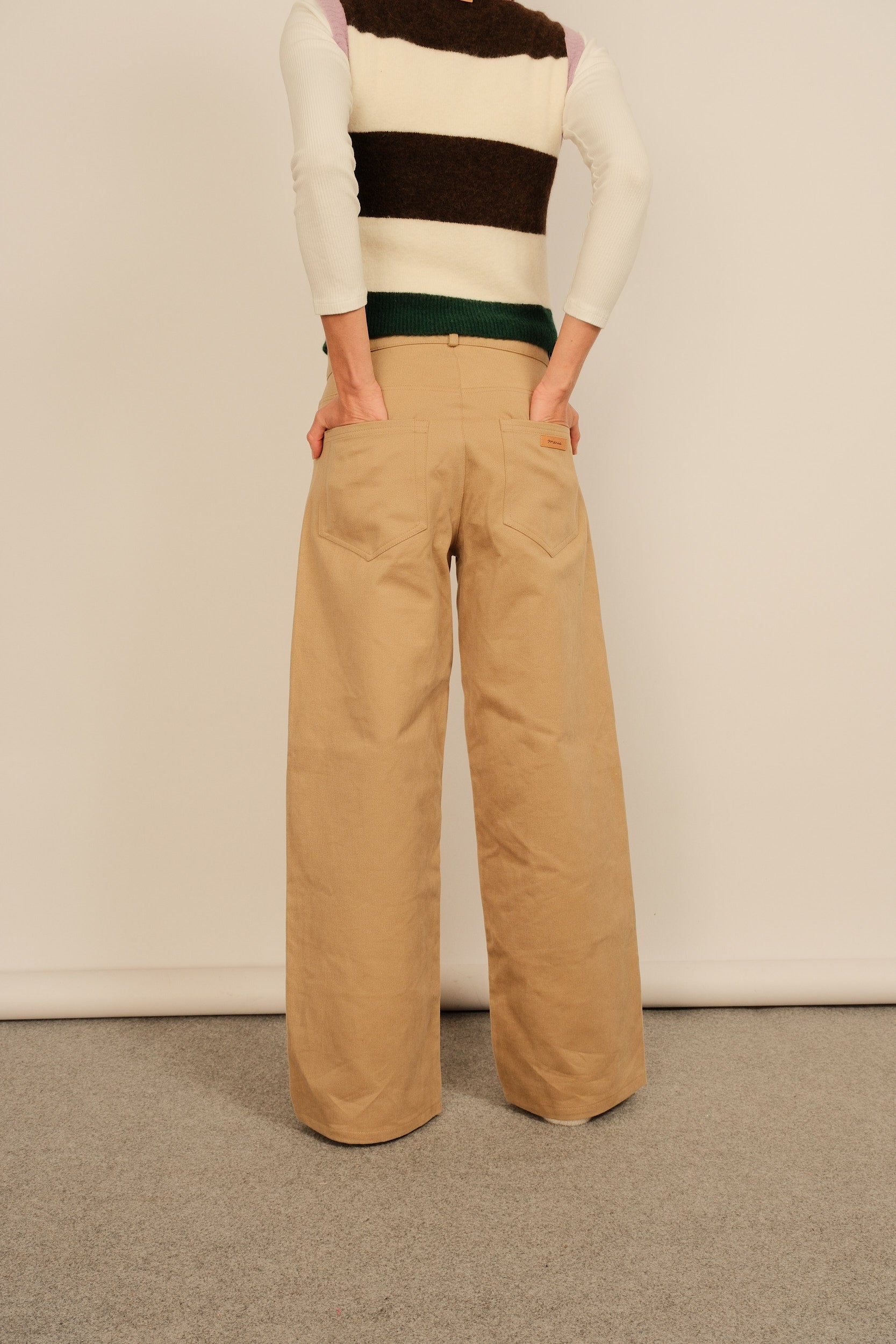 Caterina Denim Beige Trousers