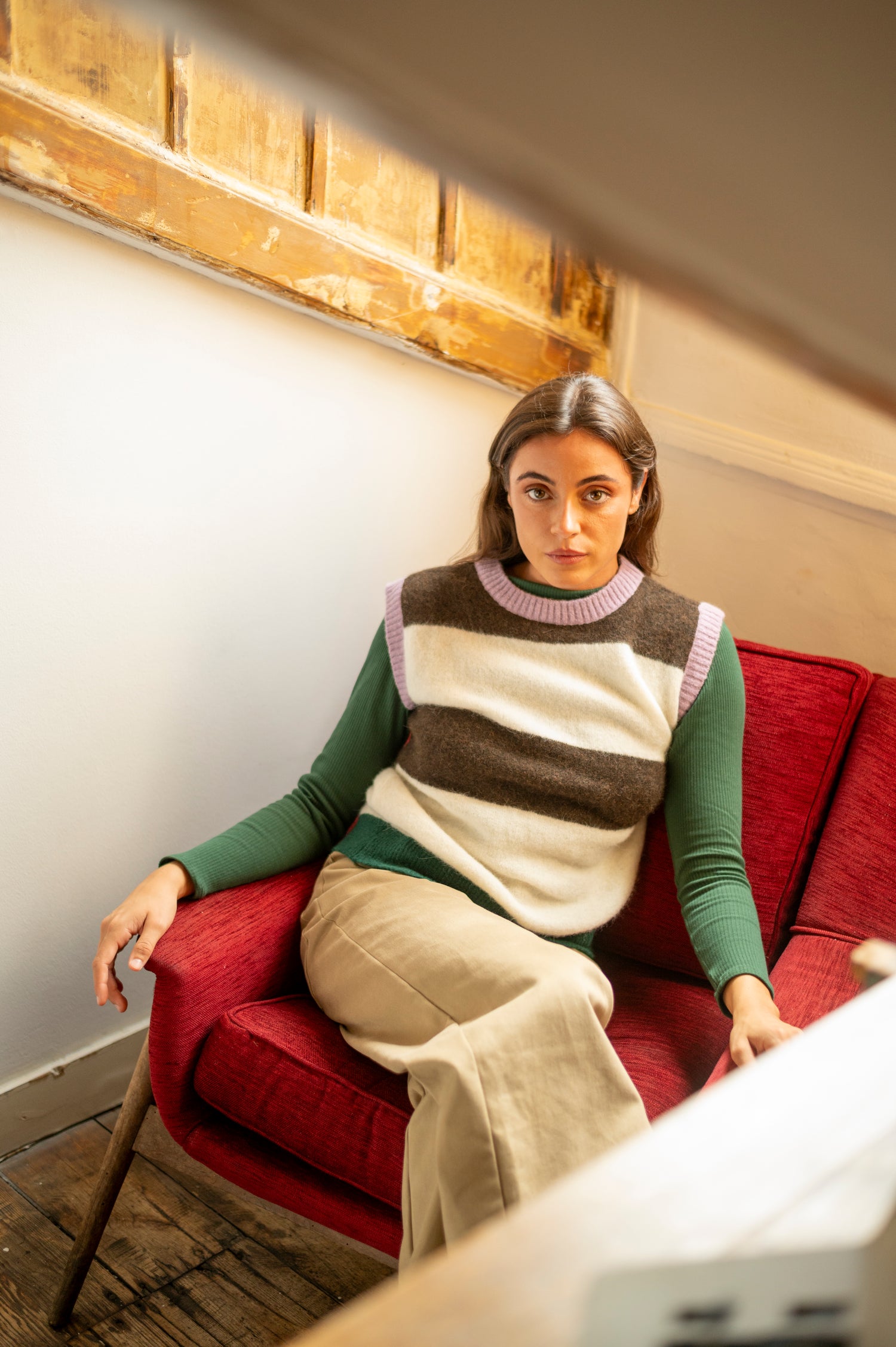 Caterina Denim Beige Trousers