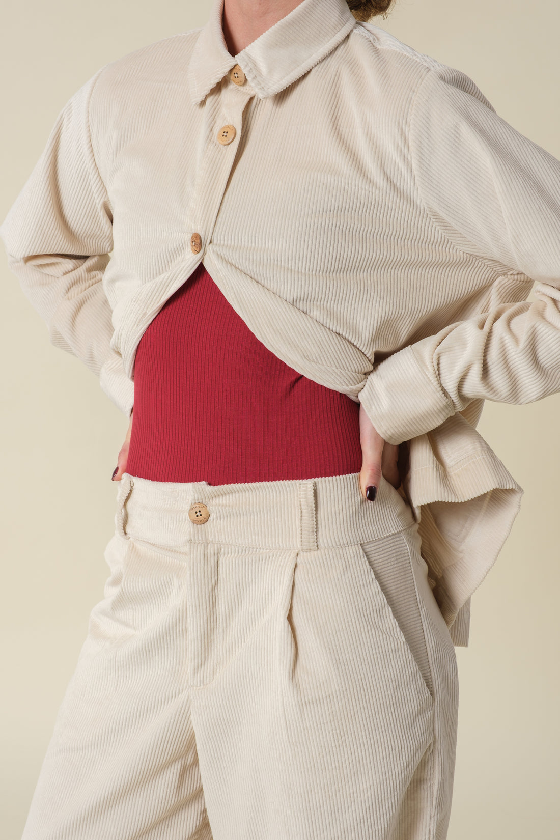 Trousers Olivia Corduroy Off White